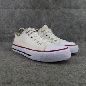 Womens Sneakers 8 Classic Shoe Active Lifestyle Comfort Canvas White Lace Up Low
